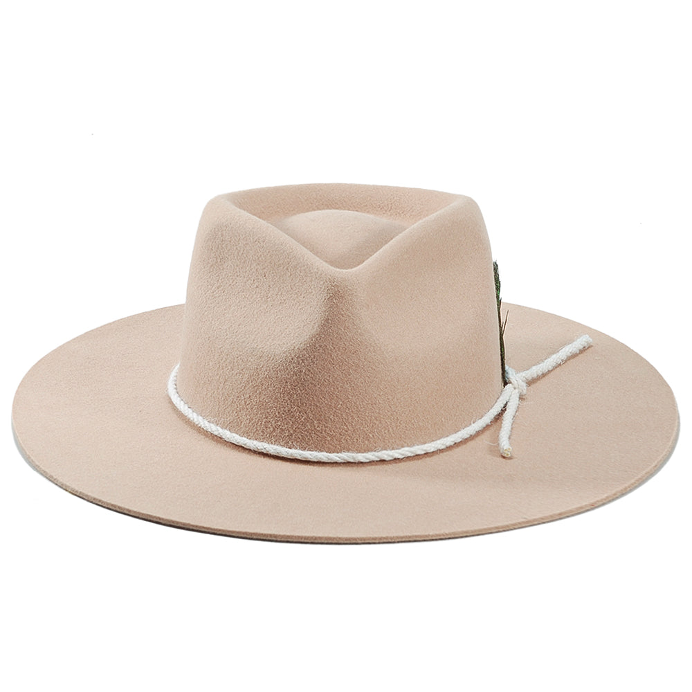 Peacock Eye Wool Fedora Hat - Beige