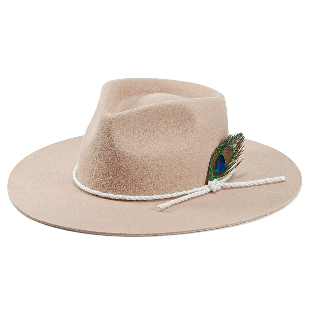 Peacock Eye Wool Fedora Hat - Beige