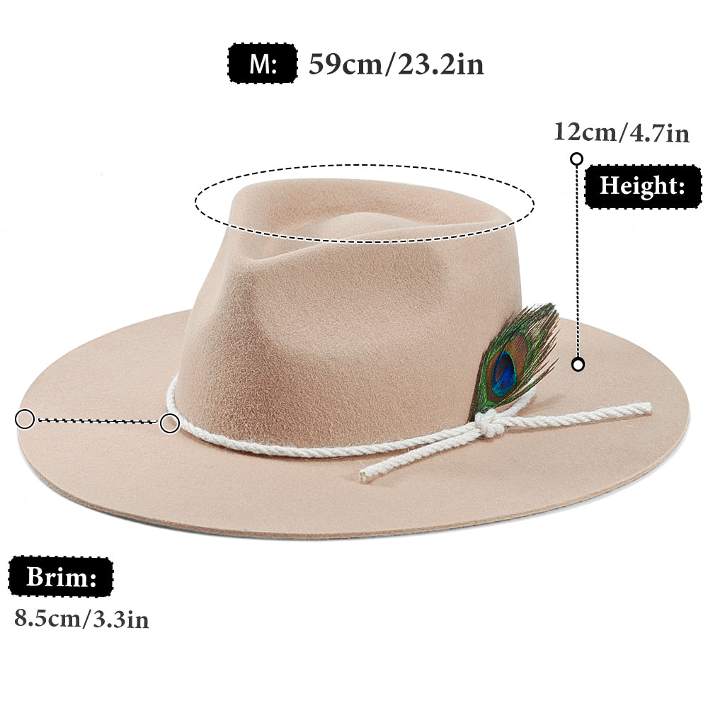 Peacock Eye Wool Fedora Hat - Beige
