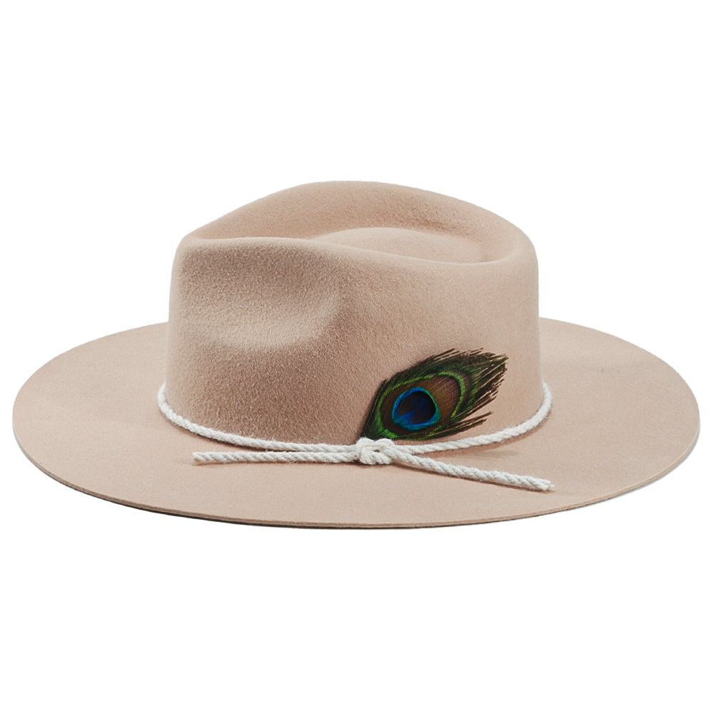Peacock Eye Wool Fedora Hat - Beige
