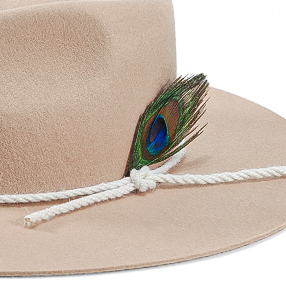 Peacock Eye Wool Fedora Hat - Beige