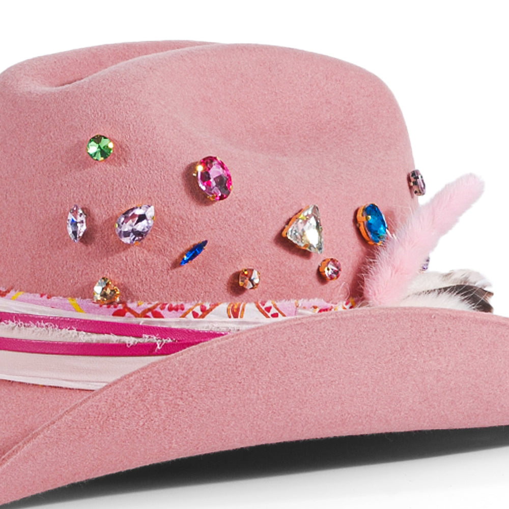 OTRHATS-Cowboy-Wool-Peachy-Pink-Diamond-Rodeo-detail