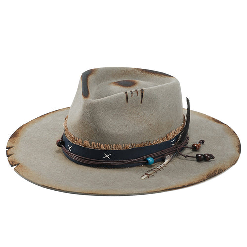 Vintage Grey Felt Wide Brim Fedora Hat with Netting and Yellow Feathers Vintage PEACOCK FEATHER Hat Brown Felt + netting GLENOVER  main image 4