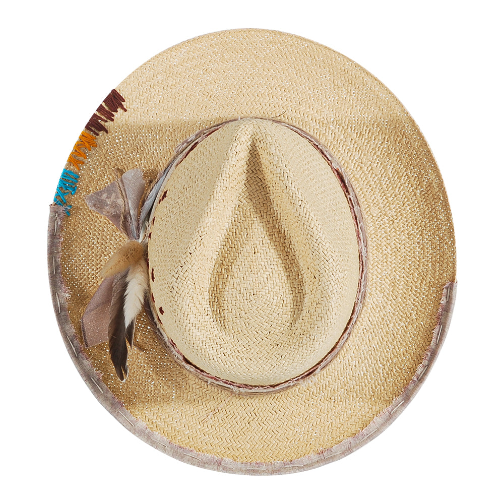 OTRHATS-Fedora-Straw-Ivory-Rainbow-Birds-top