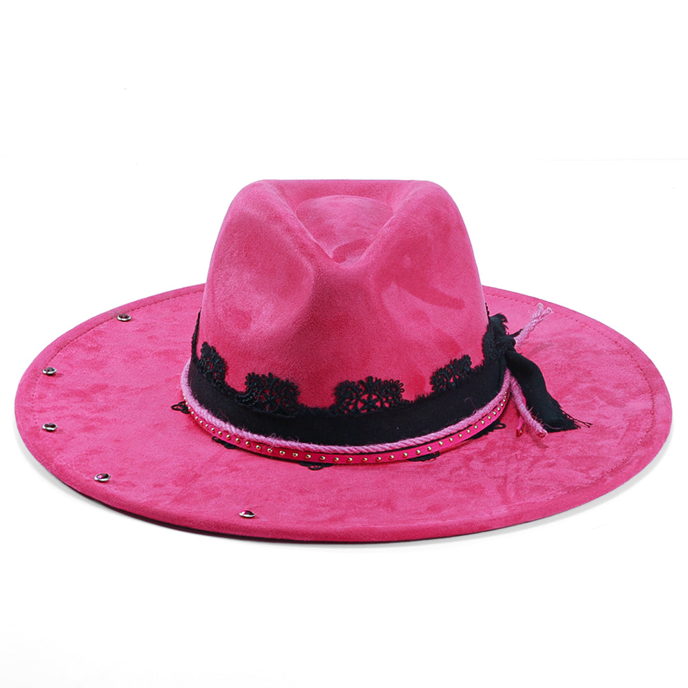 OTRHATS-Fedora-Suede-Hot-Pink-Reddish-Rose-front