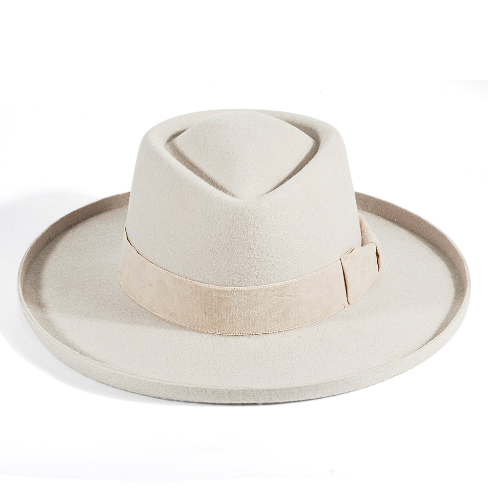 OTRHATS-Fedora-Wool-Beige-White-Ivories-Front