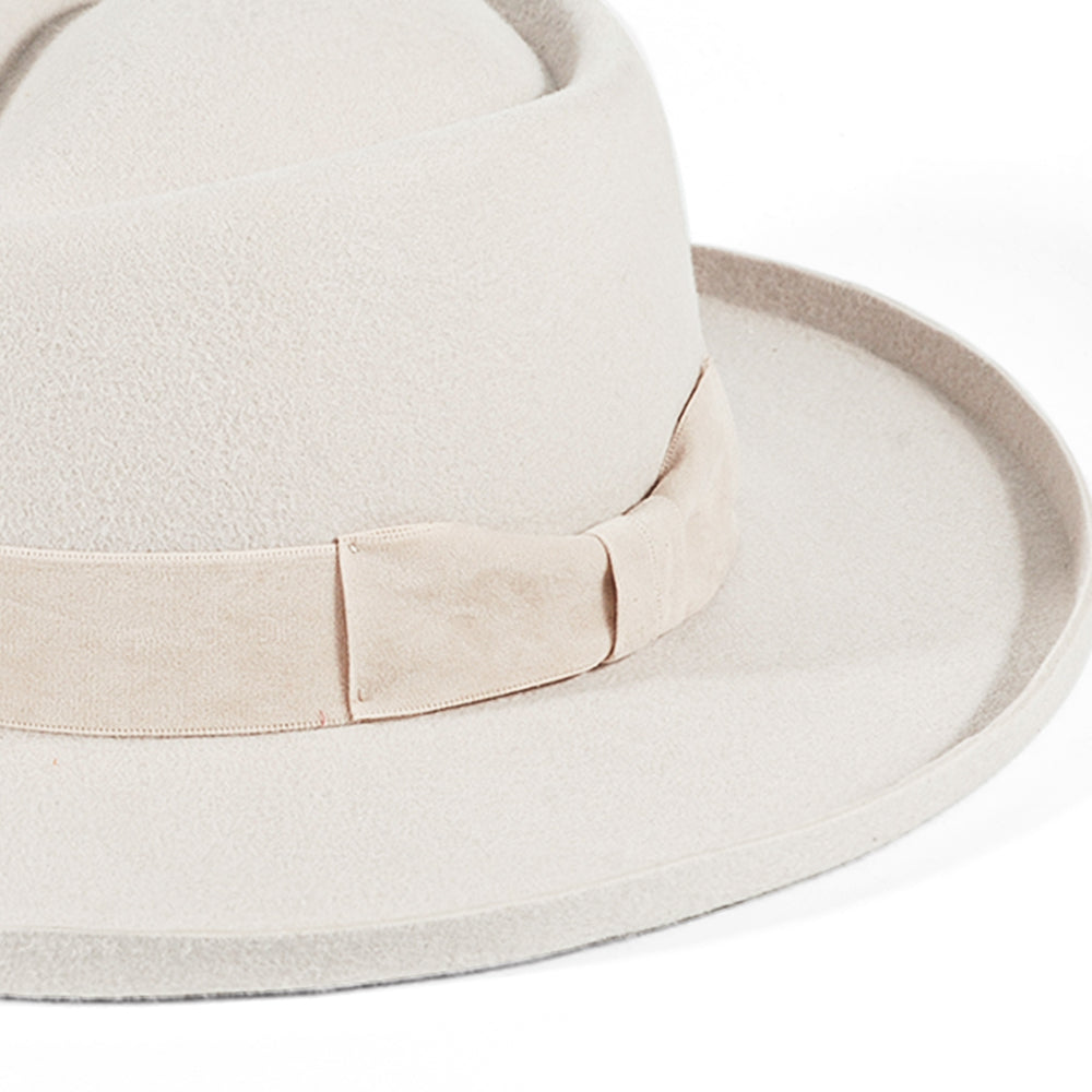 OTRHATS-Fedora-Wool-Beige-White-Ivories-detail