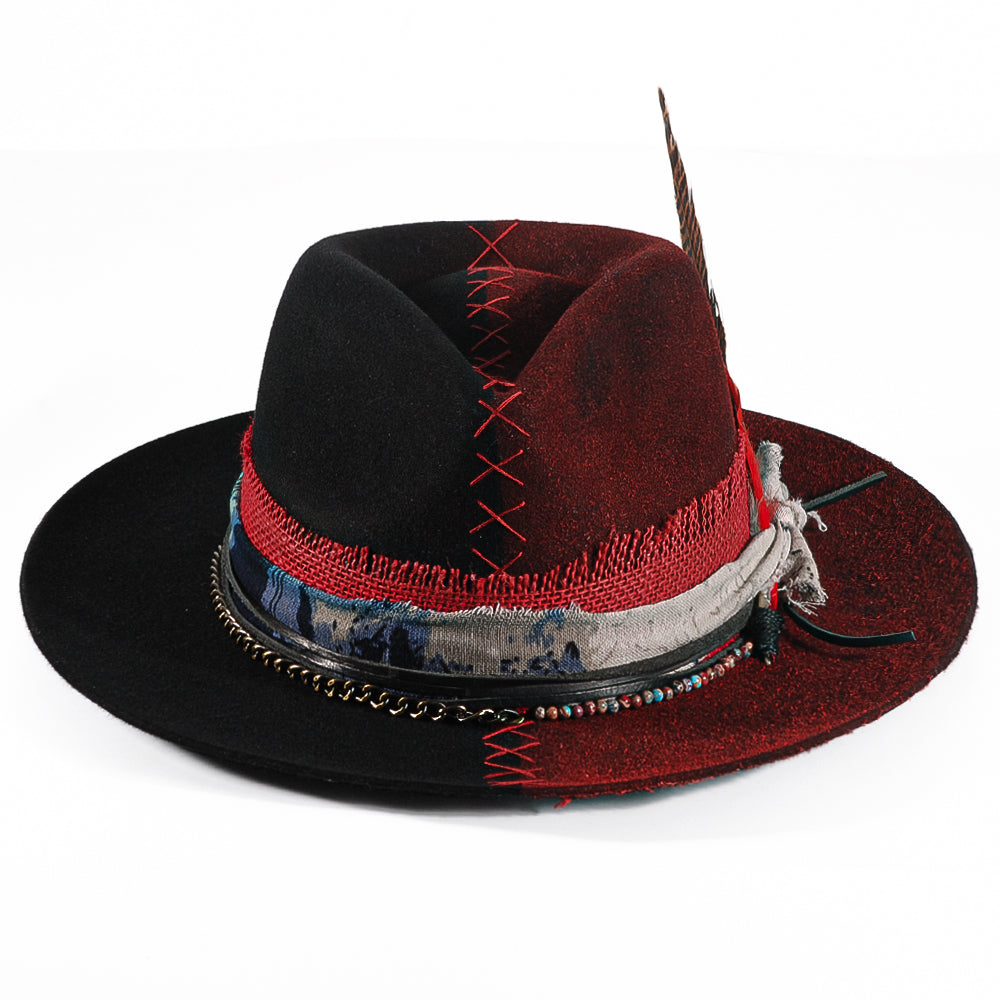 OTRHATS-Fedora-Wool-Red-And-Black-Scarlet-Shade-front