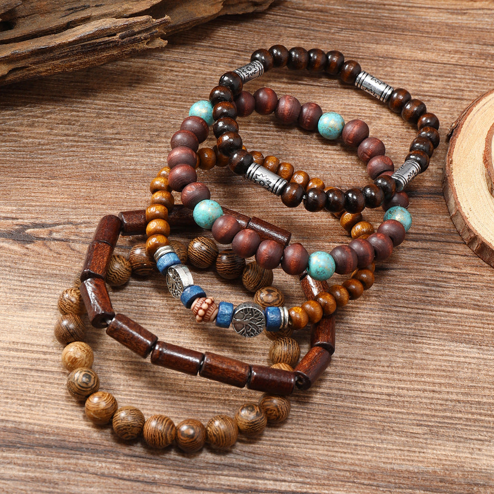 Wooden Beads Tree of Life Bracelet
